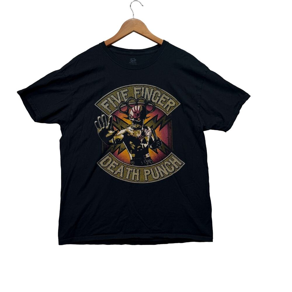 FIVE FINGER DEATH PUNCH Black T-Shirt 2019 Concert Metal Tour 2 Sided sz L